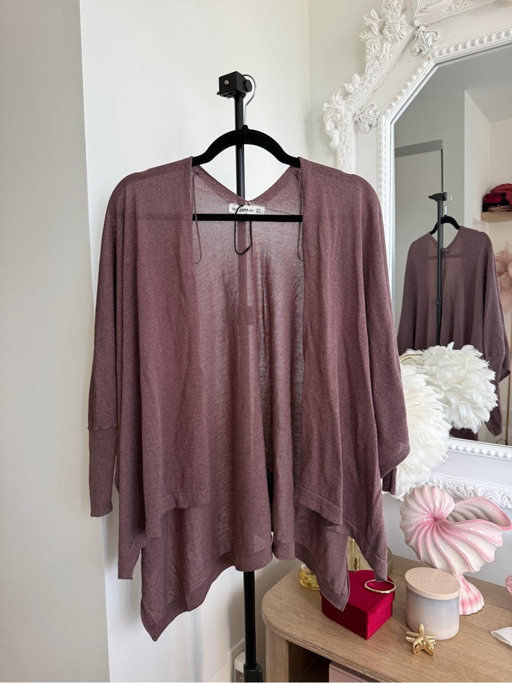Zara Lightweight Mauve Open-Front Cardigan Sweater
